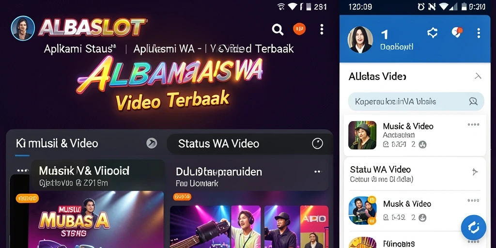 Antarmuka ALBASLOT menampilkan koleksi video musik menarik untuk status.