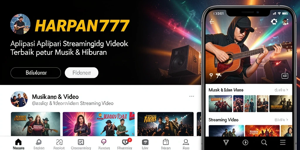 Tampilan antarmuka aplikasi HARAPAN777 yang sederhana dan mudah digunakan untuk streaming video.