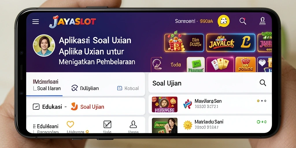 Tampilan antarmuka aplikasi JAYASLOT untuk Soal Ujian.