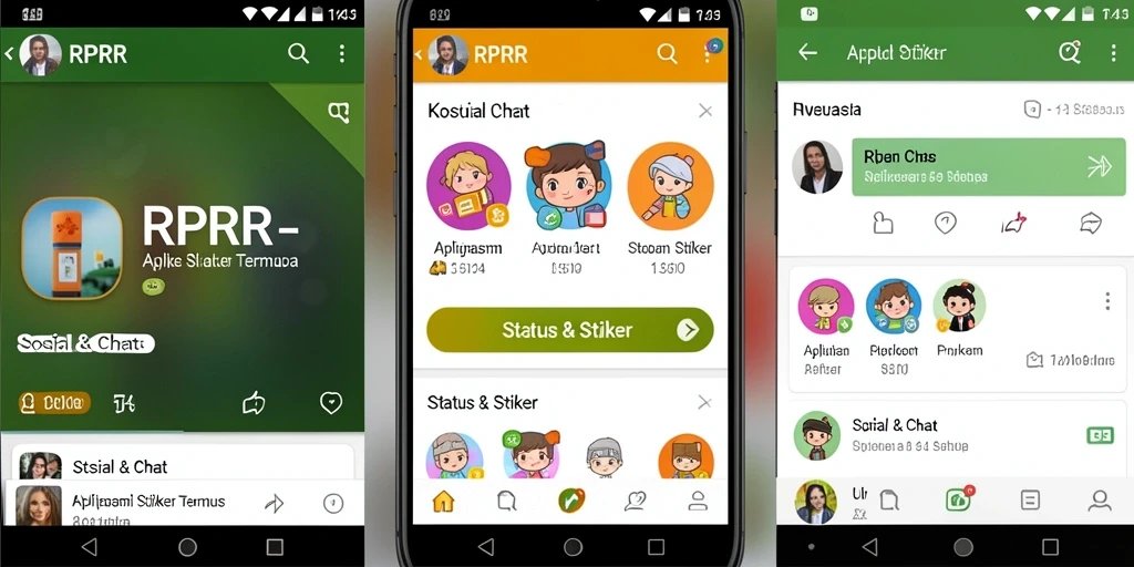 Antarmuka RPRR menampilkan berbagai stiker menarik dan status kreatif.