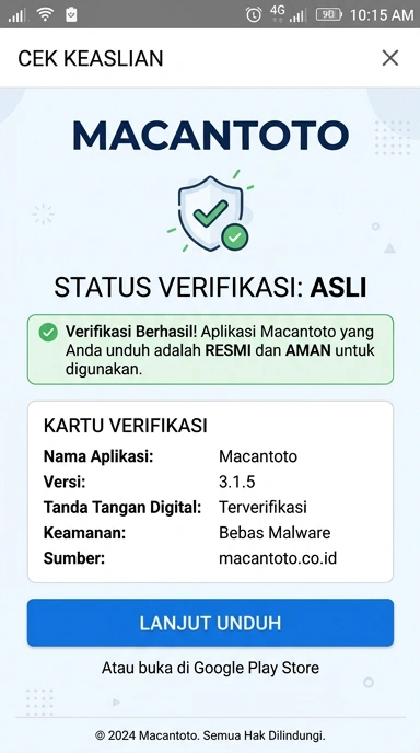 Tampilan kanal resmi macantoto
